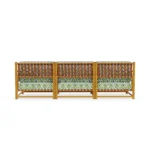 Comporta Sofa by Mediterrazza – Outdoor Sofa in Iroko Wood, Fabric, Leather. Rear view revealing refined construction and distinctive backrest design.
