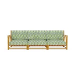 Comporta Sofa – luxury Outdoor Sofa in Iroko Wood, Fabric, Leather by Mediterrazza. Front view showcasing sculptural silhouette and handcrafted Mediterranean design.