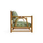 Comporta Sofa – Outdoor Sofa in Iroko Wood, Fabric, Leather by Mediterrazza. Side profile highlighting elegant proportions and artisanal craftsmanship.