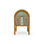 Cyclades Dining Chair by Mediterrazza – Outdoor Dining Chair in Iroko Wood, Textile, Cord. Rear view revealing refined construction and distinctive backrest design.