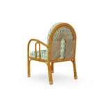 Cyclades Dining Chair Outdoor Dining Chair by Mediterrazza. Back angle view showcasing premium Iroko Wood, Textile, Cord finishes and outdoor-grade durability.