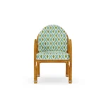 Cyclades Dining Chair – luxury Outdoor Dining Chair in Iroko Wood, Textile, Cord by Mediterrazza. Front view showcasing sculptural silhouette and handcrafted Mediterranean design.