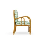 Cyclades Dining Chair – Outdoor Dining Chair in Iroko Wood, Textile, Cord by Mediterrazza. Side profile highlighting elegant proportions and artisanal craftsmanship.