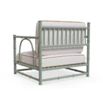 Girona Armchair Outdoor Armchair by Mediterrazza. Back angle view showcasing premium Iroko Wood, Fabric, Cord finishes and outdoor-grade durability.