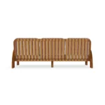 Luna Sofa by Mediterrazza – Outdoor Sofa in Iroko Wood, Fabric, Cord. Rear view revealing refined construction and distinctive backrest design.