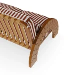 Luna Sofa by Mediterrazza – close-up of Iroko Wood, Fabric, Cord craftsmanship. Luxury Outdoor Sofa detail shot highlighting artisanal cord and frame quality.