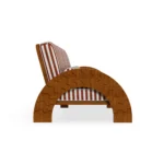 Luna Sofa – Outdoor Sofa in Iroko Wood, Fabric, Cord by Mediterrazza. Side profile highlighting elegant proportions and artisanal craftsmanship.