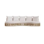 Menton Sofa – luxury Outdoor Sofa in Lacquered Metal, Fabric by Mediterrazza. Front view showcasing sculptural silhouette and handcrafted Mediterranean design.