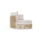 Menton Sofa – Outdoor Sofa in Lacquered Metal, Fabric by Mediterrazza. Side profile highlighting elegant proportions and artisanal craftsmanship.