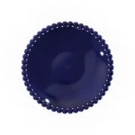 Nice side table by Mediterrazza in blue ceramic and iroko, handcrafted sculptural piece with a tactile balance and Mediterranean character.