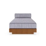 Pardigon sun lounger by Mediterrazza seen from the front, showcasing its clean architectural iroko wood base and serene Mediterranean design.