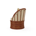 Smeralda Armchair Outdoor Armchair by Mediterrazza. Back angle view showcasing premium Iroko Wood, Fabric, Cord finishes and outdoor-grade durability.