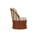 Smeralda Armchair – Outdoor Armchair in Iroko Wood, Fabric, Cord by Mediterrazza. Side profile highlighting elegant proportions and artisanal craftsmanship.