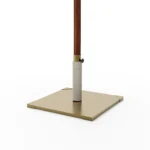 Salerno Parasol by Mediterrazza in iroko and metal, luxury outdoor base with handcrafted timber stem and refined, square metal plate.