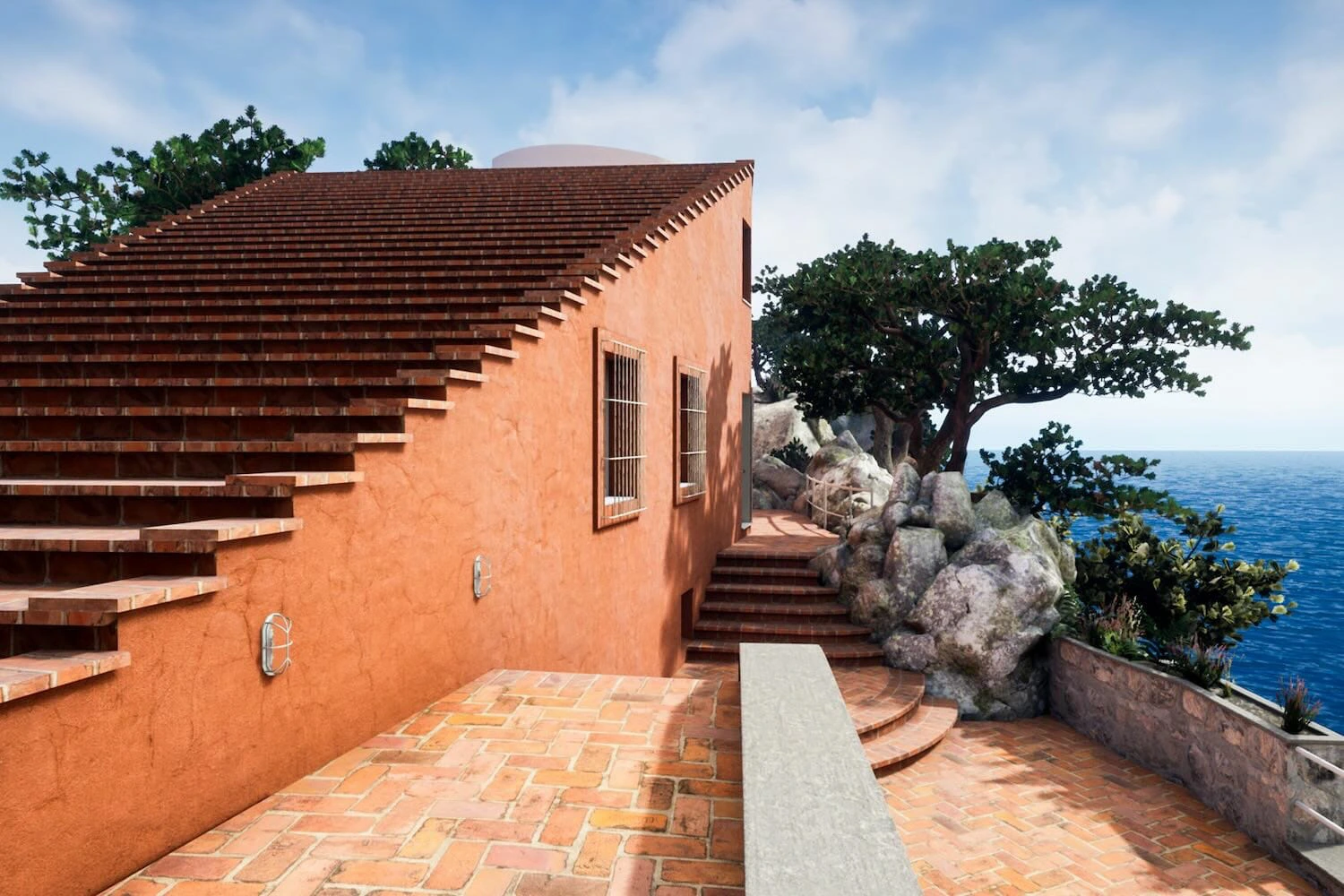 Mediterranean Architecture overlooking the sea