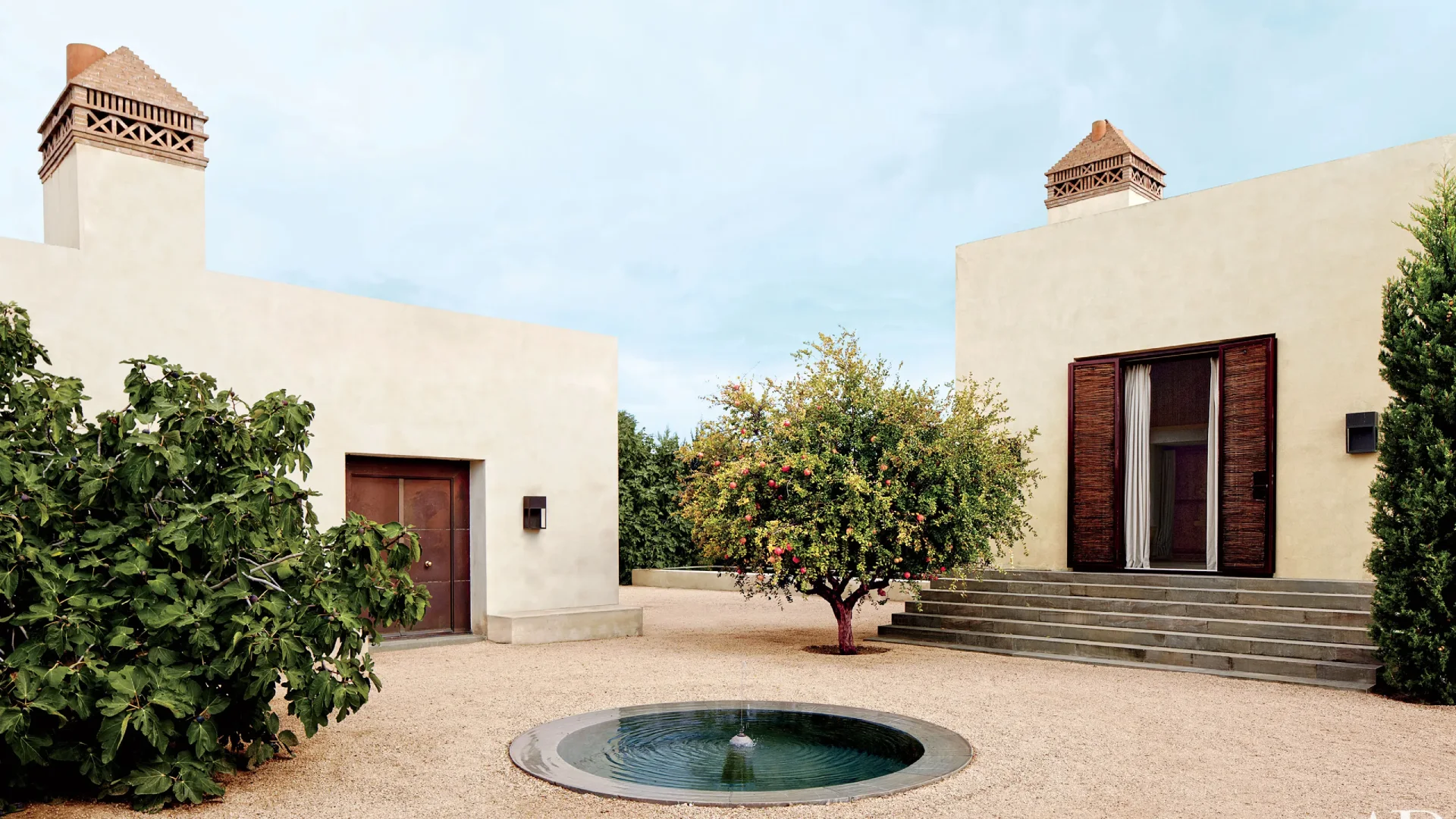 Reflecting pool in Mediterranean garden landscape designed by Fernando Caruncho