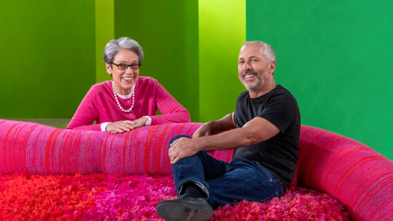 Colorful Paola Lenti luxury outdoor furniture on a Mediterranean terrace showcasing vibrant textiles, woven textures, and contemporary outdoor design.