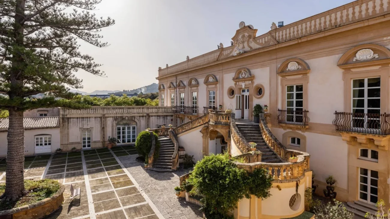 Mediterranean garden villa in Sicily with landscaped outdoor terraces.