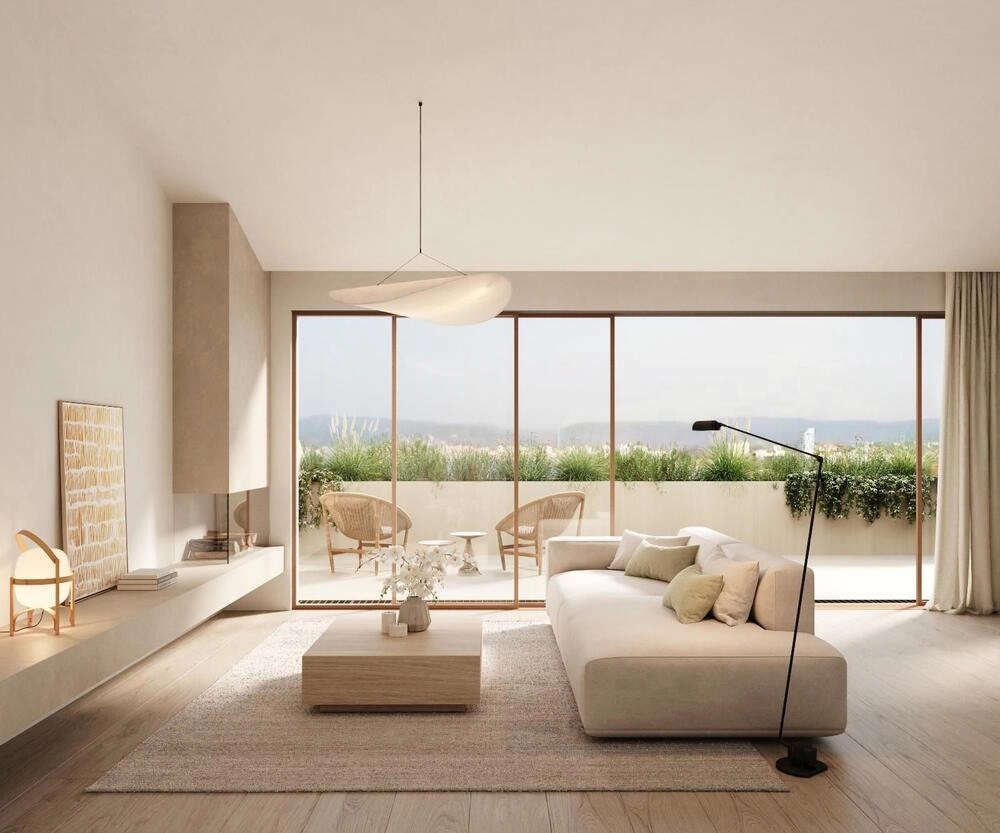 Mediterranean Design contemporary interior with minimalist elegance, natural textures, warm neutral tones, and refined architecture.
