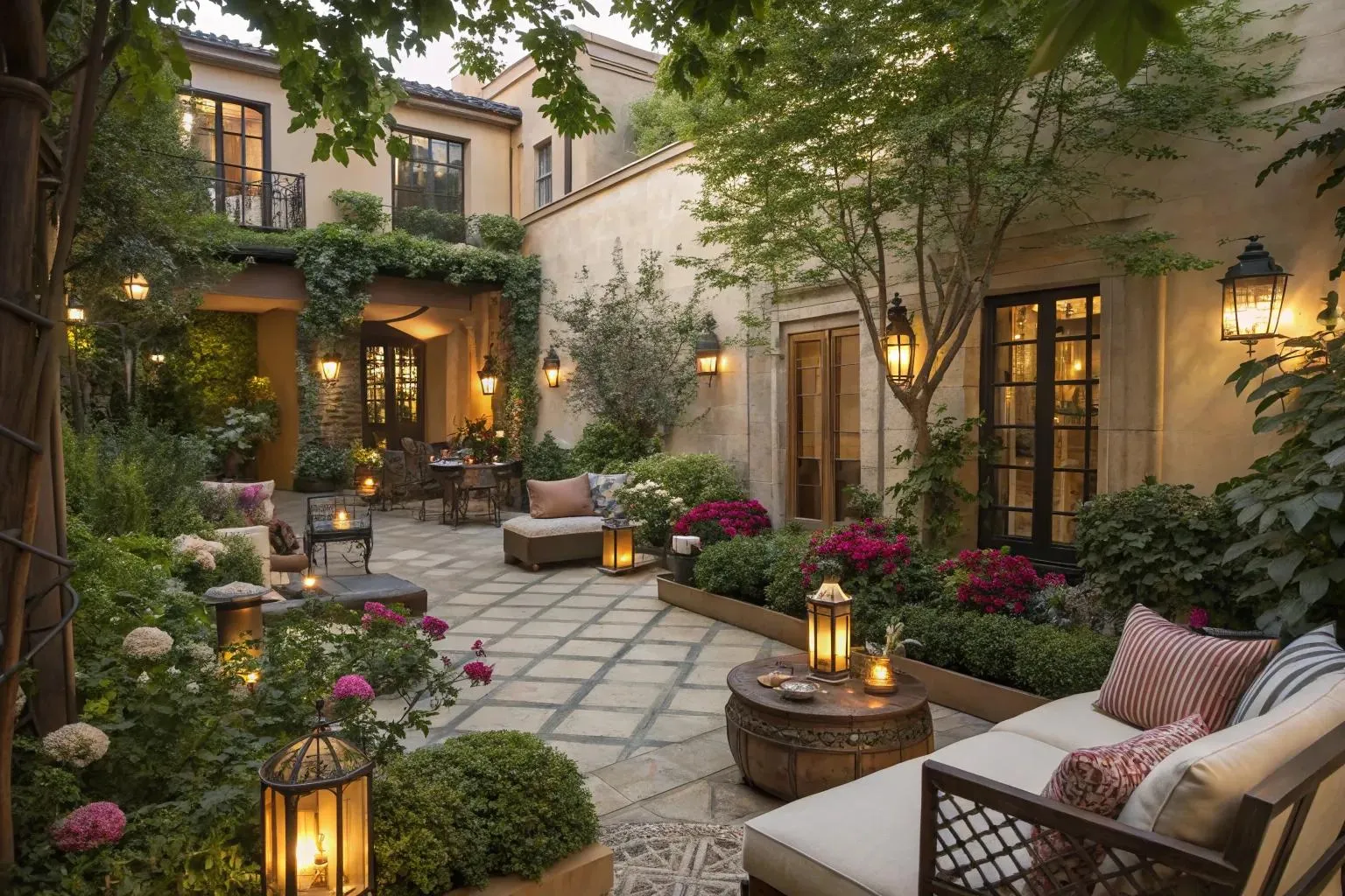 Luxury courtyard in a green outdoor space.