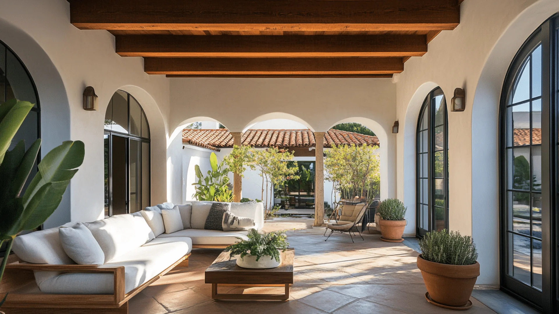 Seaside living architecture modern Mediterranean home with clean minimalist design, natural materials, soft neutral tones, and seamless integration with coastal landscape.
